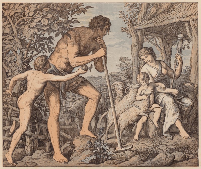 Adam i Ewa po upadku, Księga Rodzaju, III autorstwa Julius (after) Schnorr von Carolsfeld