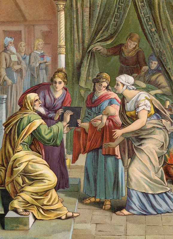 Narodziny Jana Chrzciciela (kolorowa litografia) autorstwa Julius (after) Schnorr von Carolsfeld