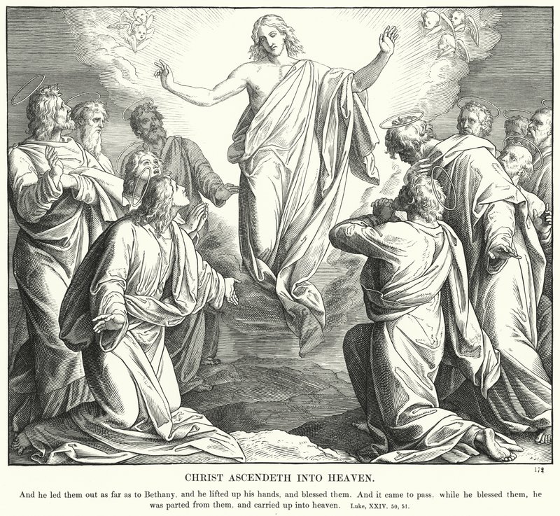 Chrystus wstępuje do nieba (rycina) autorstwa Julius (after) Schnorr von Carolsfeld