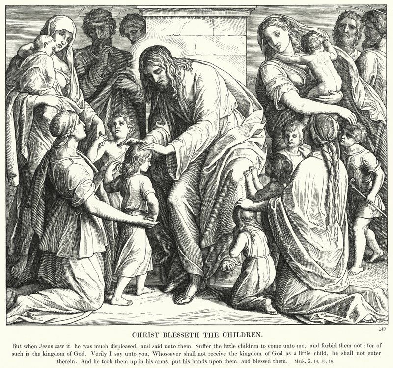 Chrystus błogosławi dzieci (rycina) autorstwa Julius (after) Schnorr von Carolsfeld