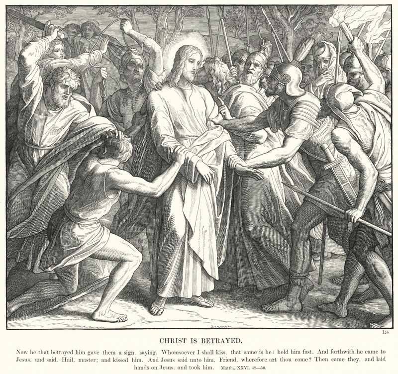 Chrystus jest zdradzony (rycina) autorstwa Julius (after) Schnorr von Carolsfeld