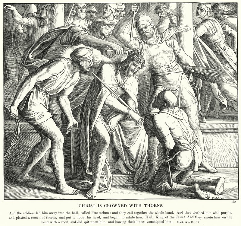 Chrystus ukoronowany cierniem (rycina) autorstwa Julius (after) Schnorr von Carolsfeld