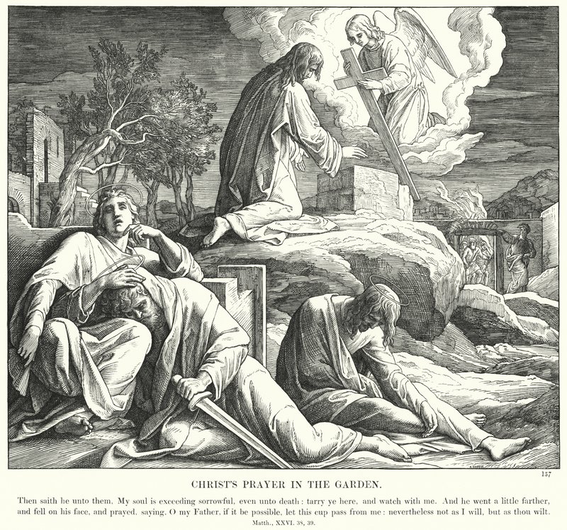 Modlitwa Chrystusa w ogrodzie (rycina) autorstwa Julius (after) Schnorr von Carolsfeld