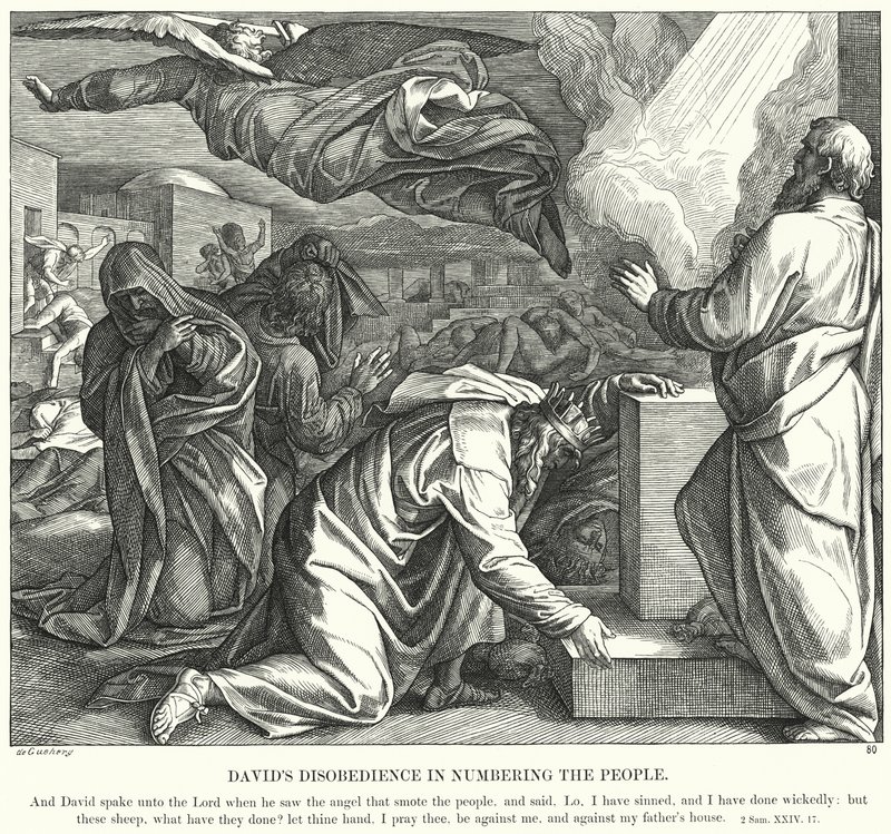 Nieposłuszeństwo Dawida w liczeniu ludzi (rycina) autorstwa Julius (after) Schnorr von Carolsfeld