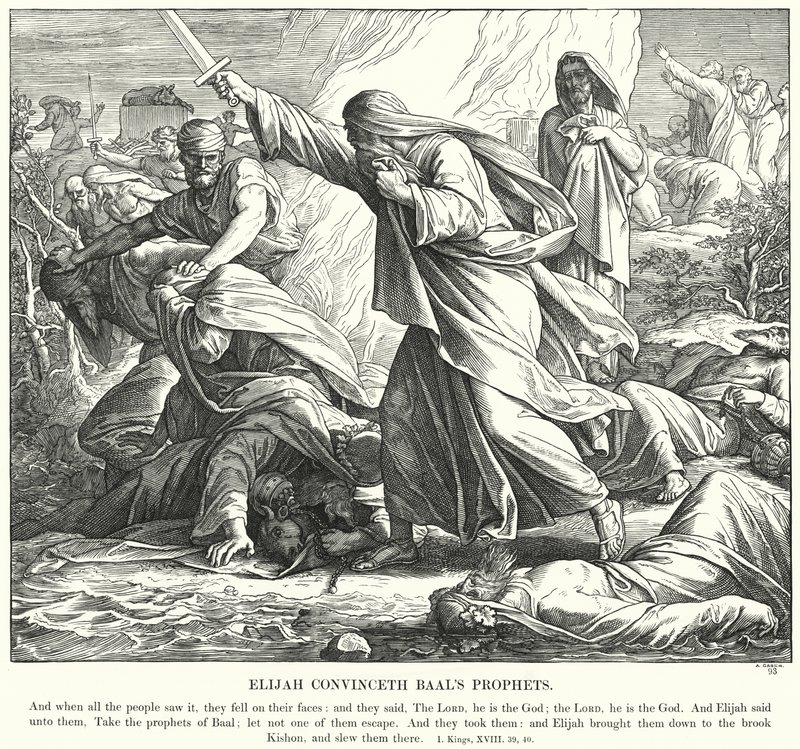 Eliasz przekonuje proroków Baala (rycina) autorstwa Julius (after) Schnorr von Carolsfeld