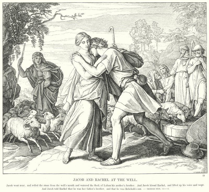 Jakub i Rachela przy studni (rycina) autorstwa Julius (after) Schnorr von Carolsfeld