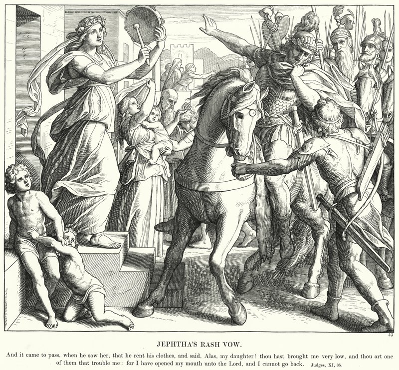 Pochopna przysięga Jeftego (rycina) autorstwa Julius (after) Schnorr von Carolsfeld
