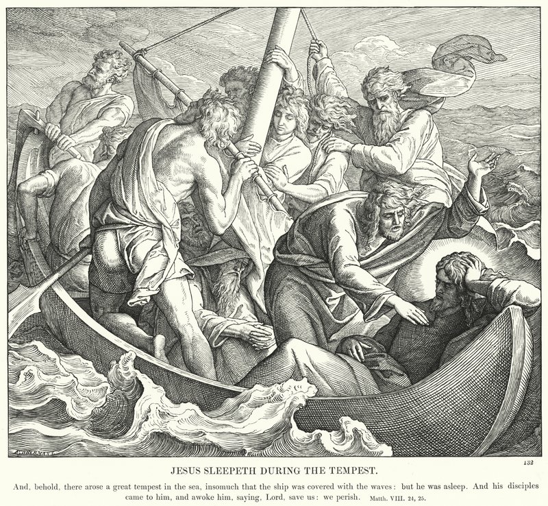 Jezus śpi podczas burzy (rycina) autorstwa Julius (after) Schnorr von Carolsfeld