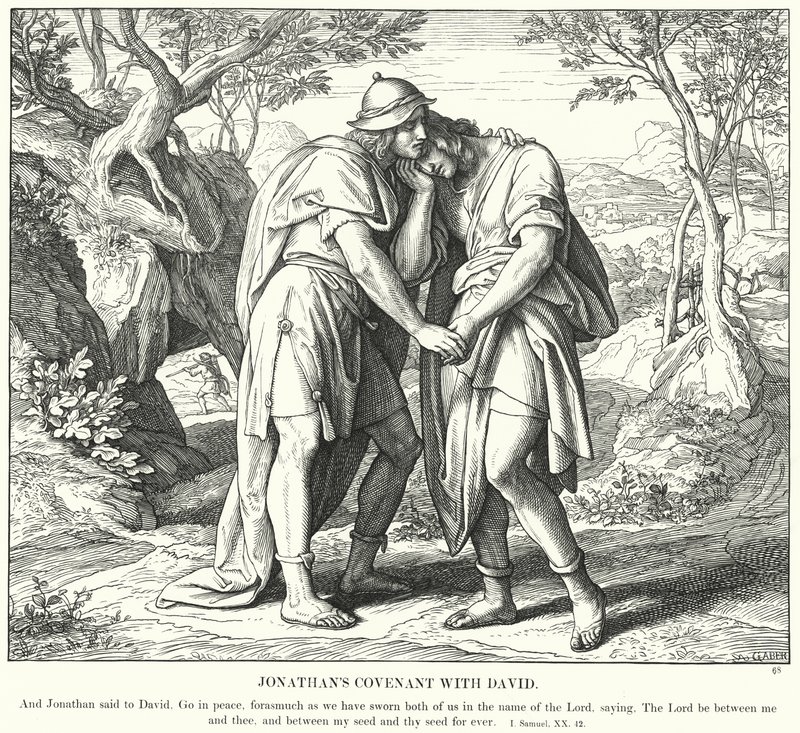 Przymierze Jonatana z Dawidem (rycina) autorstwa Julius (after) Schnorr von Carolsfeld