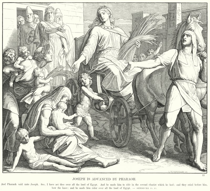 Józef jest zaawansowany przez faraona (rycina) autorstwa Julius (after) Schnorr von Carolsfeld
