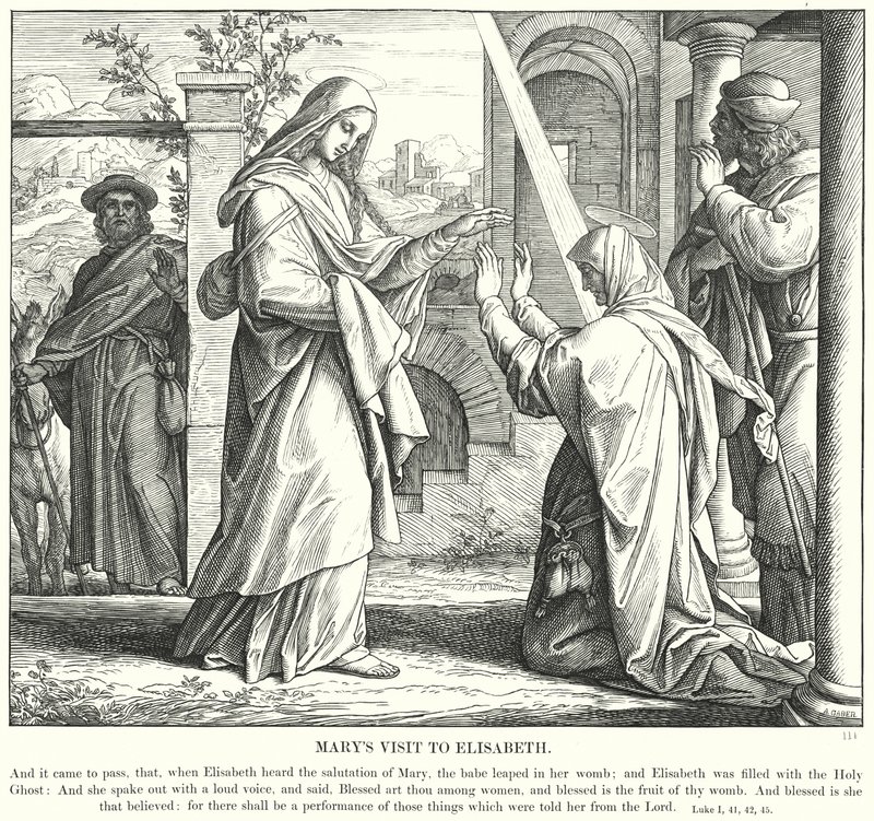 Wizyta Maryi u Elżbiety (grawerowanie) autorstwa Julius (after) Schnorr von Carolsfeld