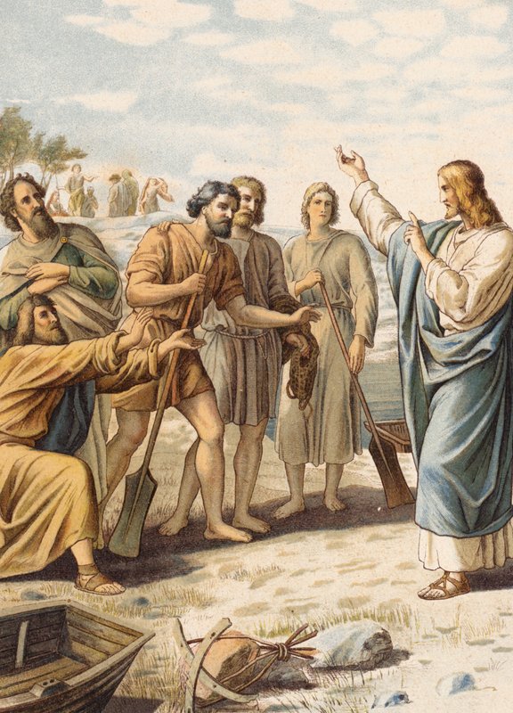 Nathaniel (kolorowa litografia) autorstwa Julius (after) Schnorr von Carolsfeld