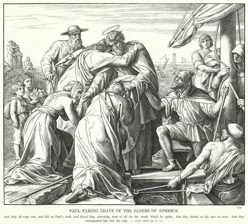 Paweł pożegnalny ze starszymi Efezu (rycina) autorstwa Julius (after) Schnorr von Carolsfeld
