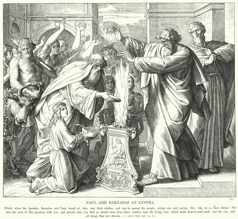 Paweł i Barnaba w Listrze (rycina) autorstwa Julius (after) Schnorr von Carolsfeld