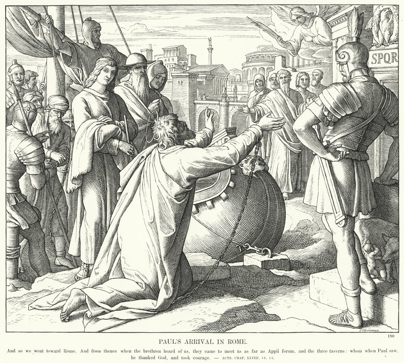 Przybycie Pawła do Rzymu (rycina) autorstwa Julius (after) Schnorr von Carolsfeld