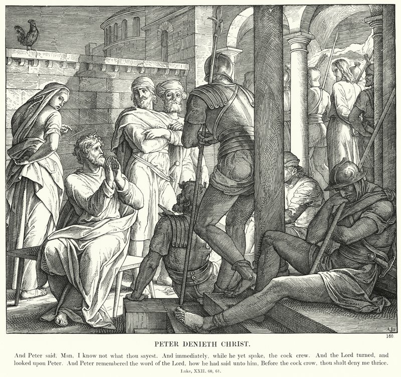 Piotr zaprzecza Chrystusowi (rycina) autorstwa Julius (after) Schnorr von Carolsfeld