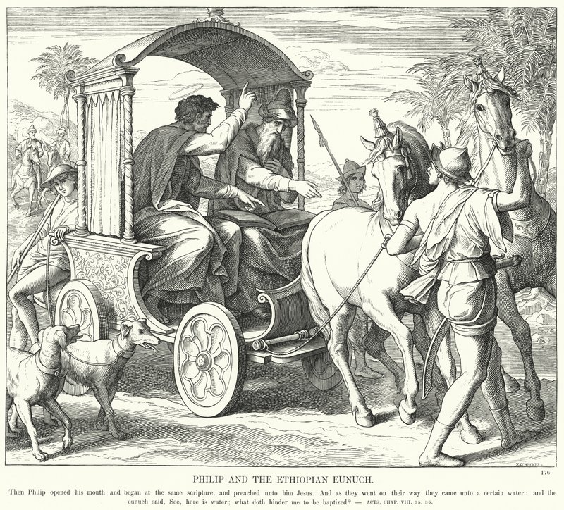 Filip i etiopski eunuch (grafika) autorstwa Julius (after) Schnorr von Carolsfeld