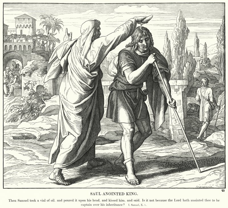 Saul namaszczony królem (rycina) autorstwa Julius (after) Schnorr von Carolsfeld