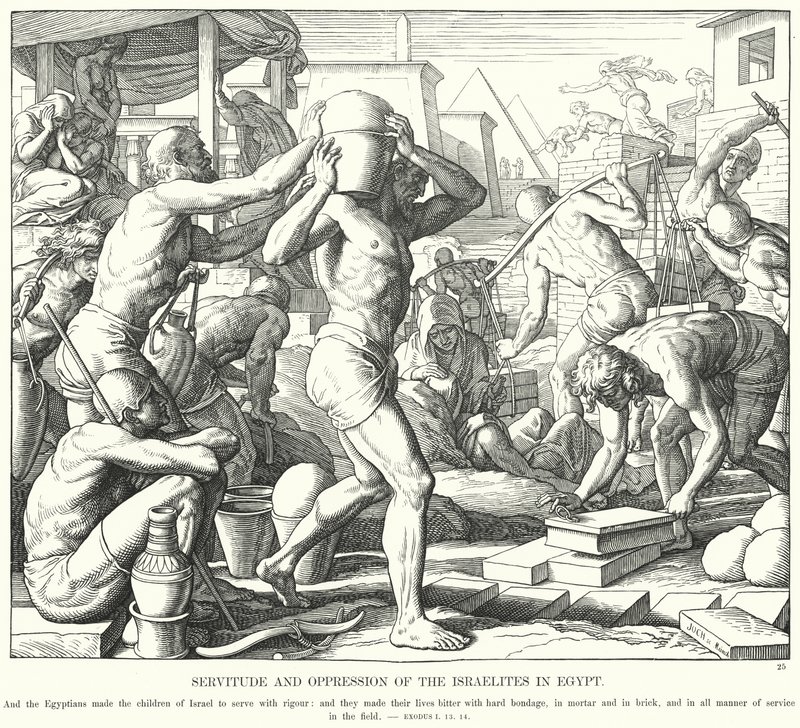 Niewola i ucisk Izraelitów w Egipcie (rycina) autorstwa Julius (after) Schnorr von Carolsfeld