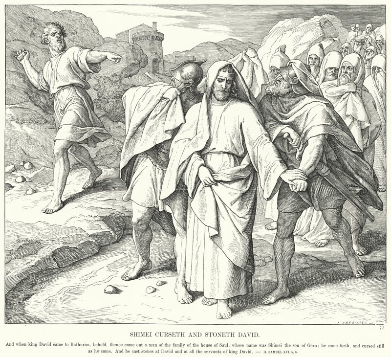 Shimei Curseth i Stoneth David (rycina) autorstwa Julius (after) Schnorr von Carolsfeld