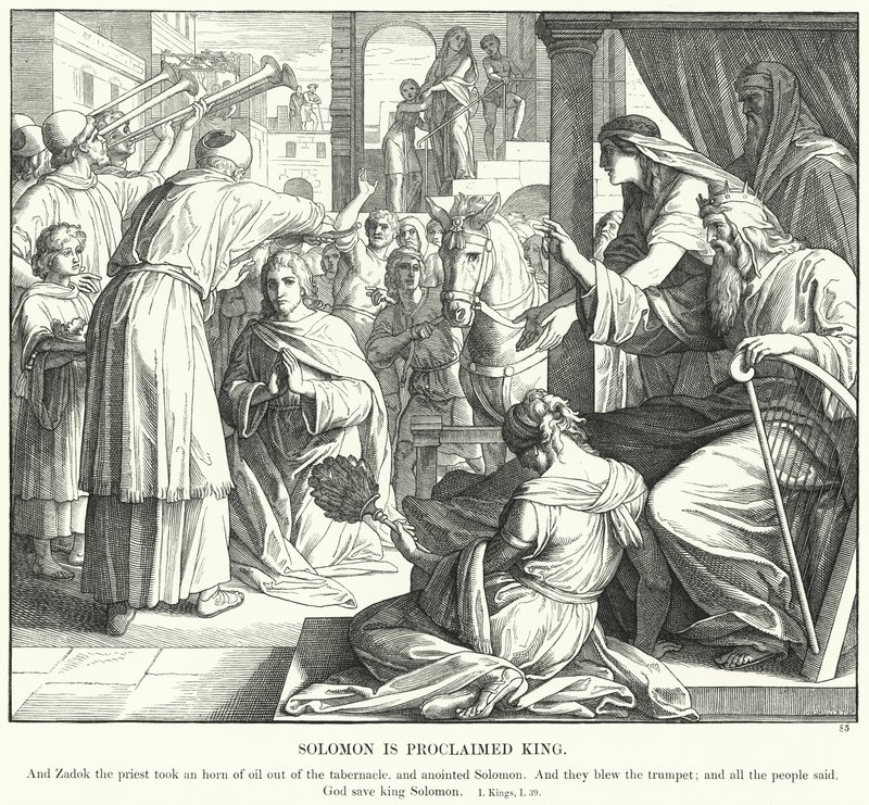 Salomon zostaje ogłoszony królem (rycina) autorstwa Julius (after) Schnorr von Carolsfeld
