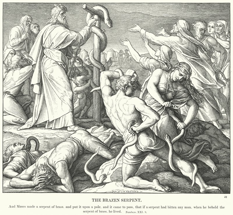 Miedziany wąż (rycina) autorstwa Julius (after) Schnorr von Carolsfeld