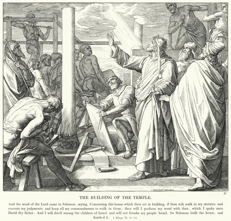 Budynek Świątyni (rycina) autorstwa Julius (after) Schnorr von Carolsfeld