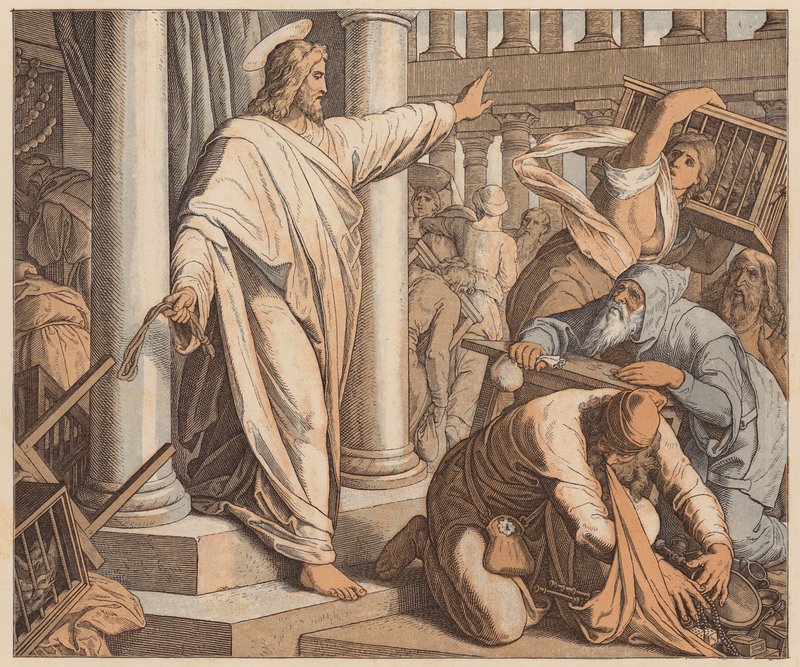 Kupujący i sprzedający wypędzeni ze Świątyni, św. Jan, II autorstwa Julius (after) Schnorr von Carolsfeld