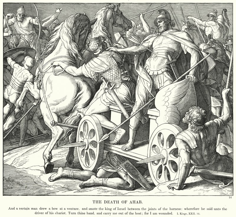Śmierć Achaba (rycina) autorstwa Julius (after) Schnorr von Carolsfeld
