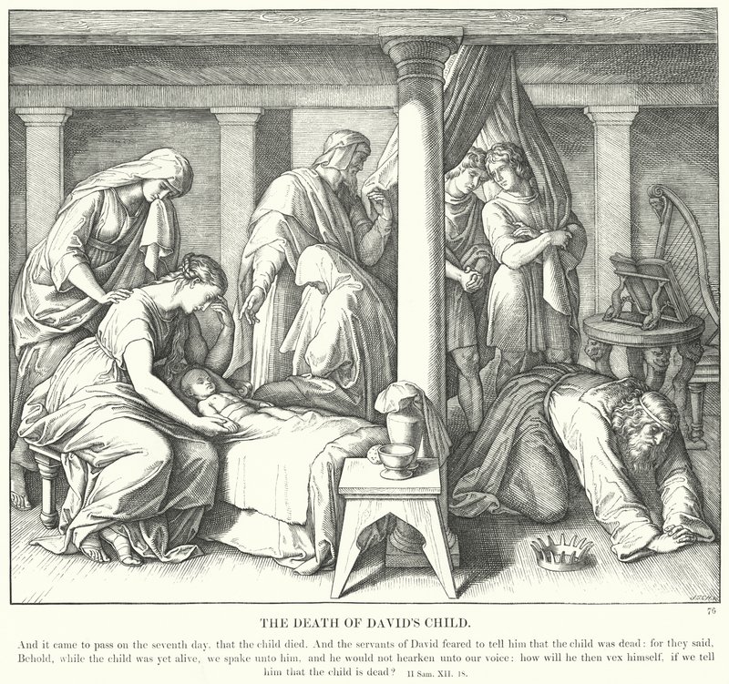 Śmierć dziecka Dawida (rycina) autorstwa Julius (after) Schnorr von Carolsfeld