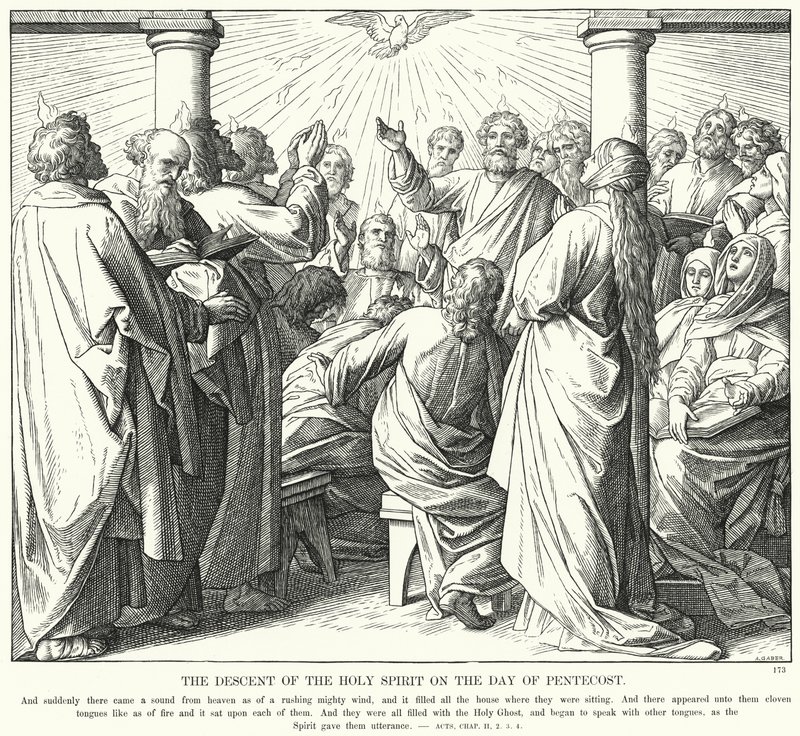 Zejście Ducha Świętego w dniu Pięćdziesiątnicy (rycina) autorstwa Julius (after) Schnorr von Carolsfeld