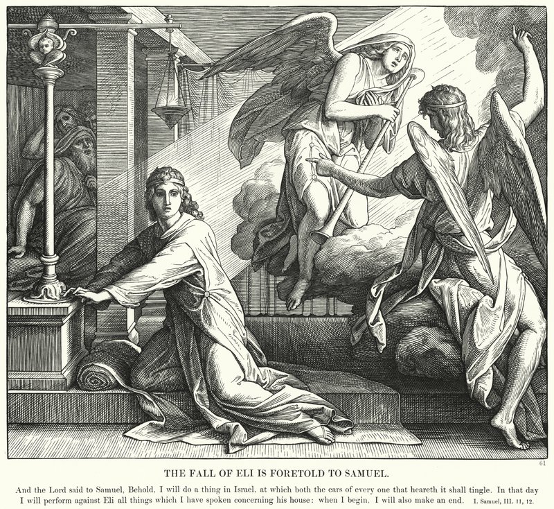 Samuel przepowiedział upadek Heli (rycina) autorstwa Julius (after) Schnorr von Carolsfeld