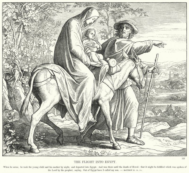 Ucieczka do Egiptu (rycina) autorstwa Julius (after) Schnorr von Carolsfeld