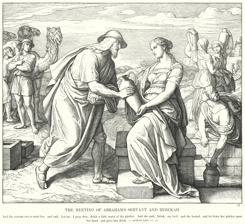 Spotkanie sługi Abrahama i Rebeki (rycina) autorstwa Julius (after) Schnorr von Carolsfeld