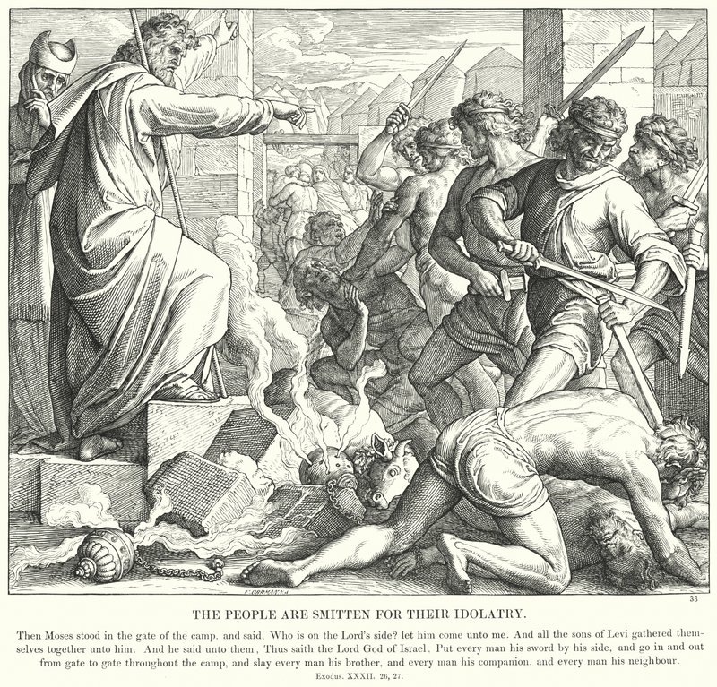 Lud jest urażony za bałwochwalstwo (rycina) autorstwa Julius (after) Schnorr von Carolsfeld