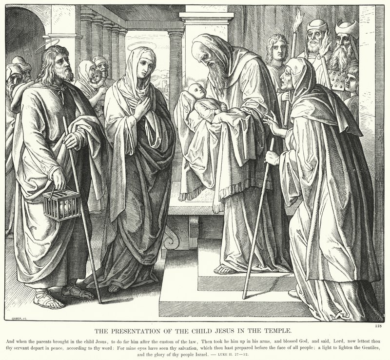 Ofiarowanie Dzieciątka Jezus w Świątyni (rycina) autorstwa Julius (after) Schnorr von Carolsfeld
