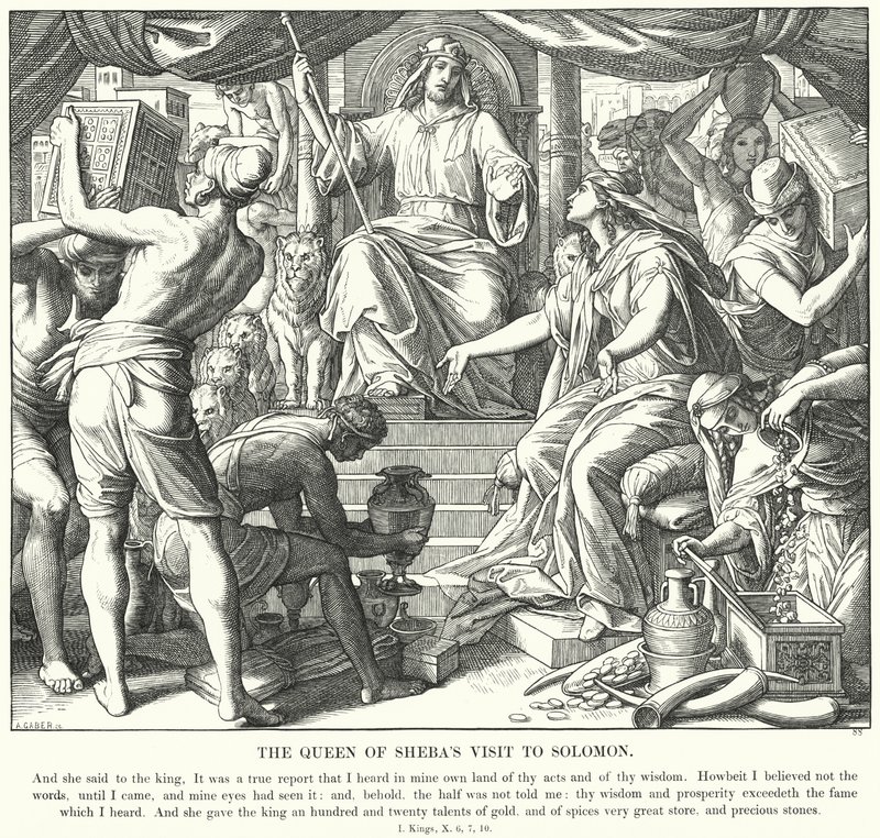 Wizyta królowej Saby u Salomona (rycina) autorstwa Julius (after) Schnorr von Carolsfeld