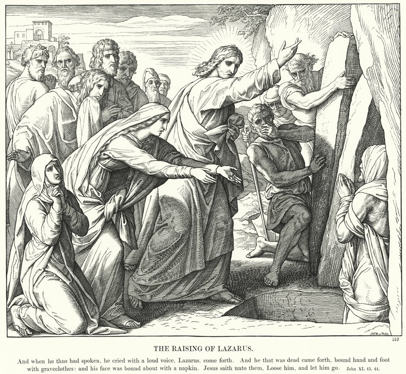 Wskrzeszenie Łazarza (rycina) autorstwa Julius (after) Schnorr von Carolsfeld