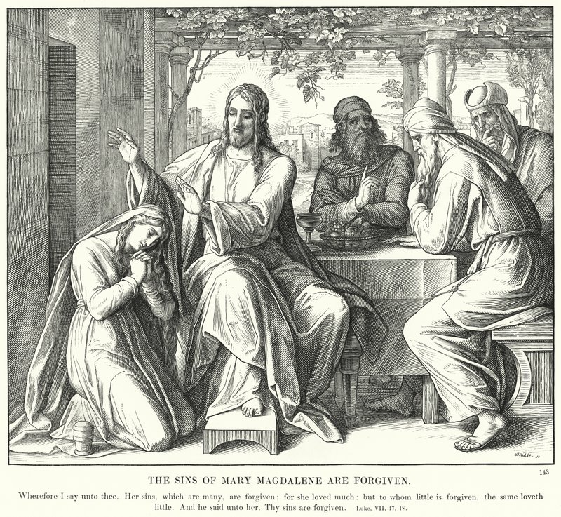 Grzechy Marii Magdaleny są odpuszczone (rycina) autorstwa Julius (after) Schnorr von Carolsfeld