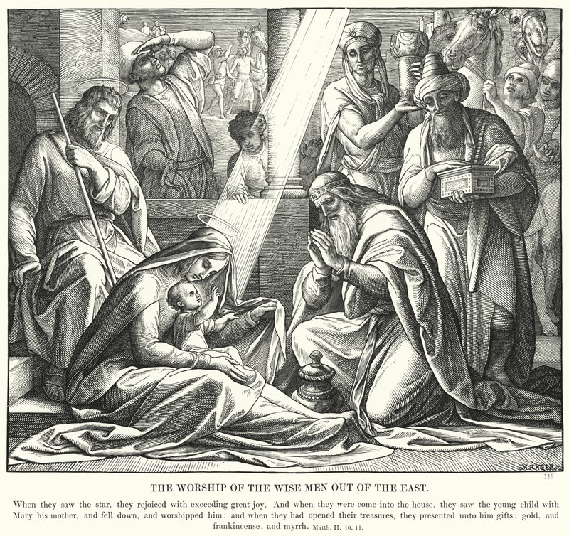 Kult mędrców ze Wschodu (rycina) autorstwa Julius (after) Schnorr von Carolsfeld