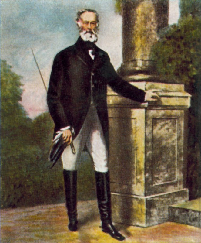 Alfred Krupp, niemiecki przemysłowiec (kolorowa litografia) autorstwa Julius Grun