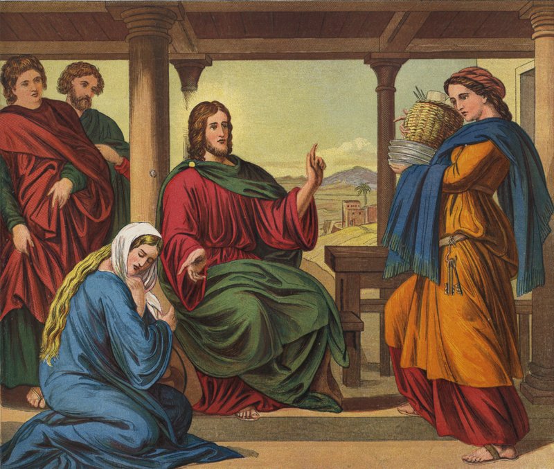Jezus w Domu Marty autorstwa Julius Schnorr von Carolsfeld