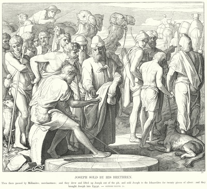 Józef sprzedany przez swoich braci autorstwa Julius Schnorr von Carolsfeld