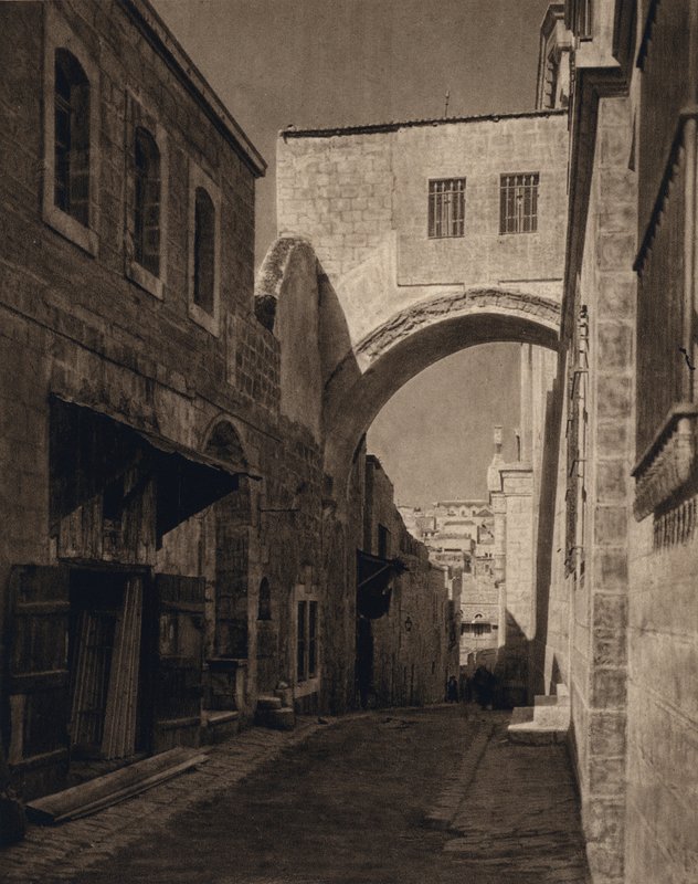 Jerozolima, Ecce Homo-Arch (zdjęcie czarno-białe) autorstwa Karl Grober