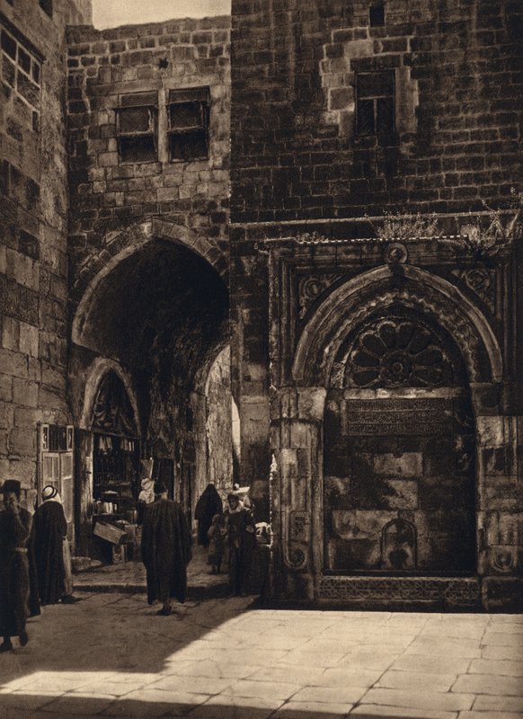 Jerozolima, Fontanna (zdjęcie czarno-białe) autorstwa Karl Grober