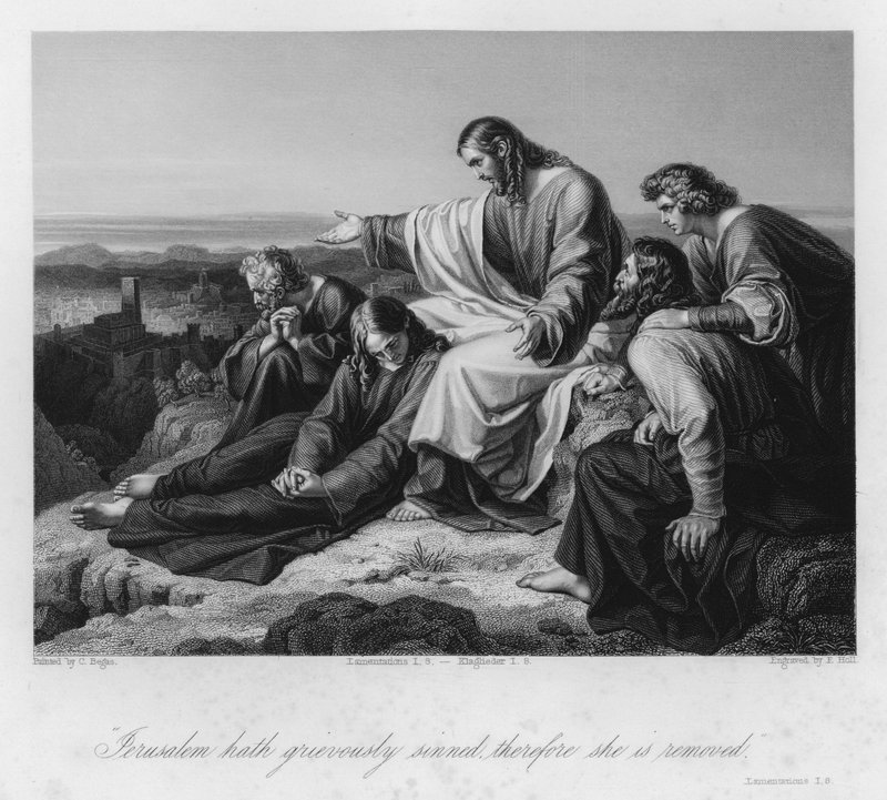 Chrystus zapowiadający upadek Jerozolimy, Lamentacje I, 8 (rycina) autorstwa Karl Joseph (after) Begas