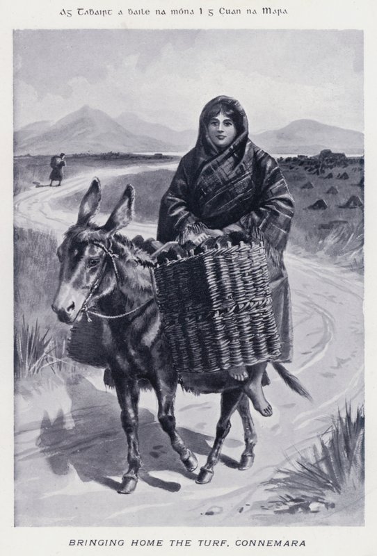 Bringing Home the Turf, Connemara (czarno-białe zdjęcie) autorstwa Karl Karlovich Piratsky