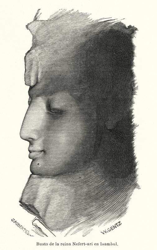 Popiersie starożytnej egipskiej królowej Nefertari, żony Ramzesa Wielkiego, Abu Simbel (lito) autorstwa Karl Wilhelm Gentz