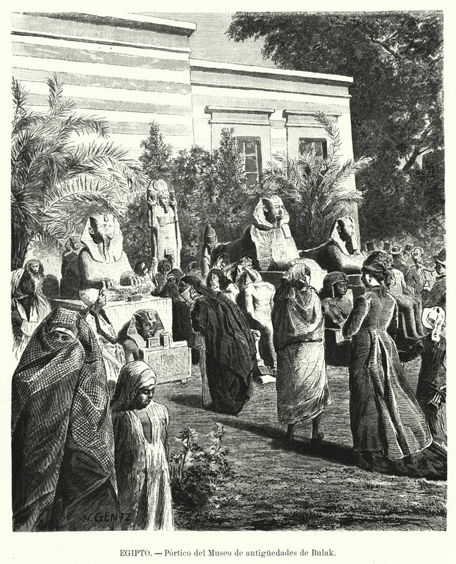 Portyk Egipskiego Muzeum Starożytności, Bulaq, Kair, Egipt (lito) autorstwa Karl Wilhelm Gentz