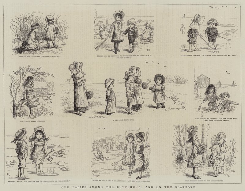 Nasze dzieci wśród jaskierów i na brzegu morza autorstwa Kate Greenaway